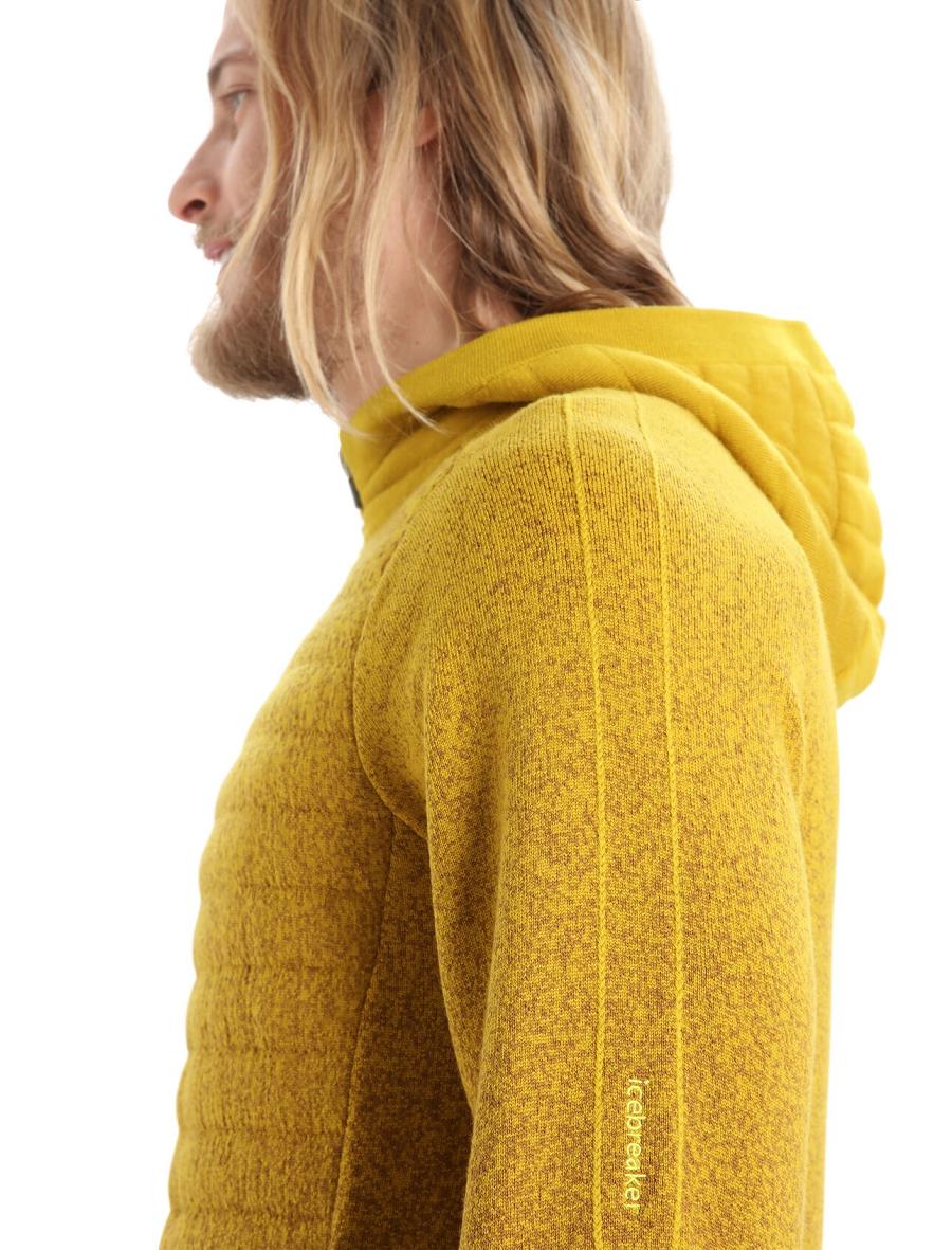 Clove / Silent Gold Icebreaker ZoneKnit™ Merino Insulated Long Sleeve Zip Into the Deep Men's Hoodie | AU 1259TCEV